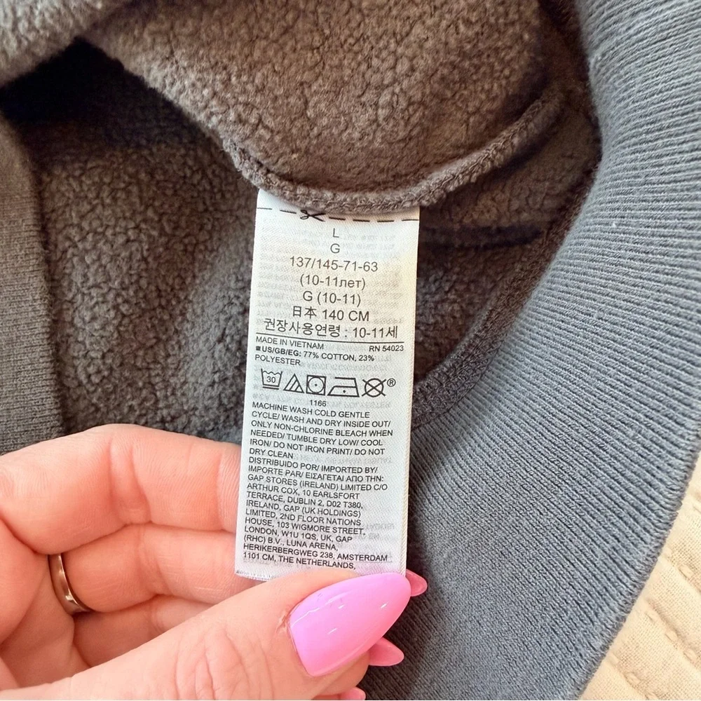 GAP Kids Good Vibes Only Charcoal Long Sleeve Crewneck Sweatshirt Size Large 10